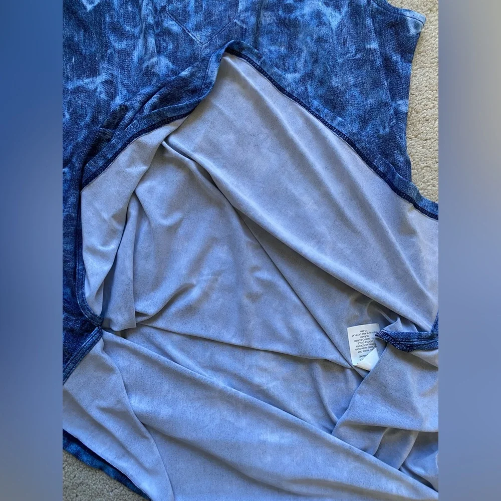 MICHAEL KORS Sleeveless Tie Dyed Denim Blue Lace Up Neck Tank Mini Dress Size L - Picture 12 of 14